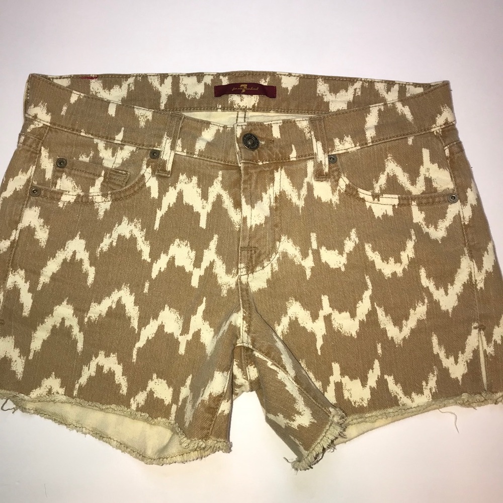 7FAM | Carlie Denim Short in Laser Ikat | Tan